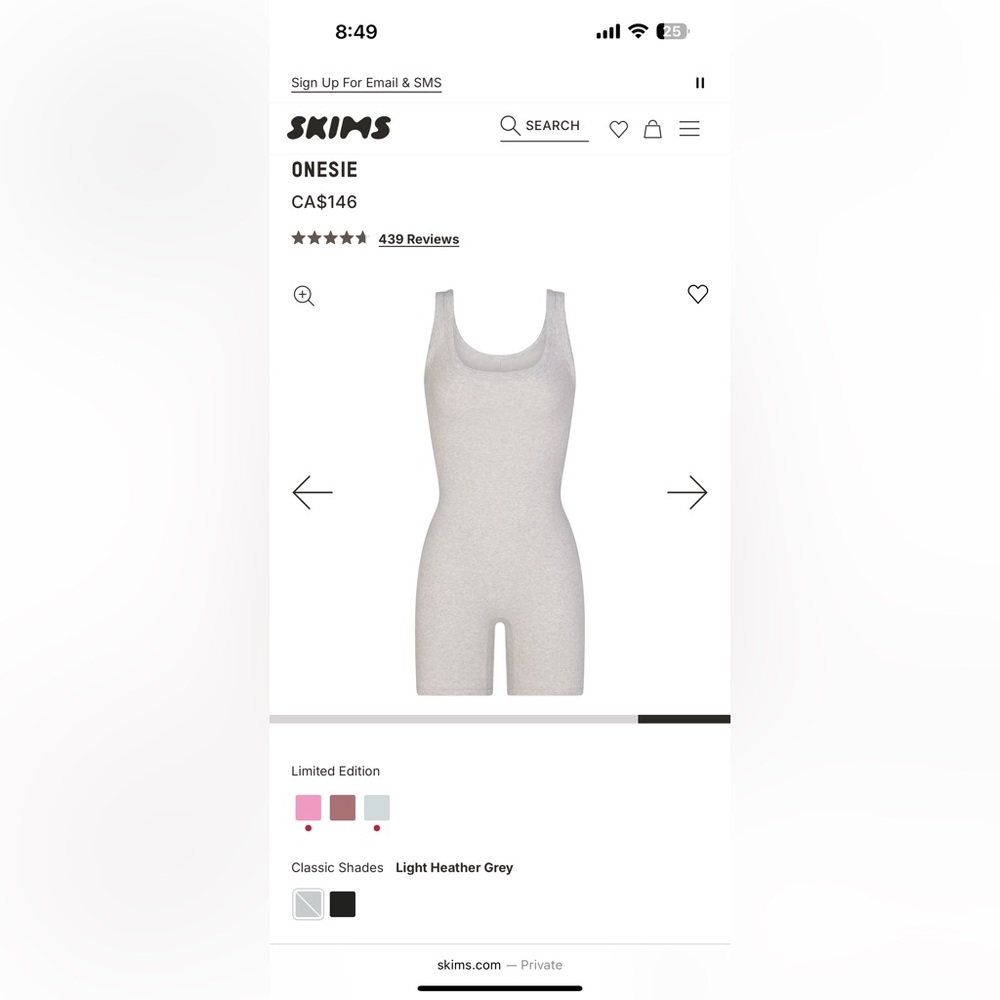 SKIMS Gray ribbed onesie